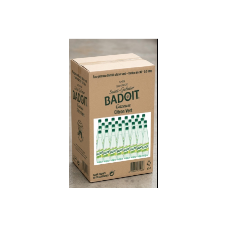 Eau gazeuse Badoit citron vert – Carton de 30x50 cl